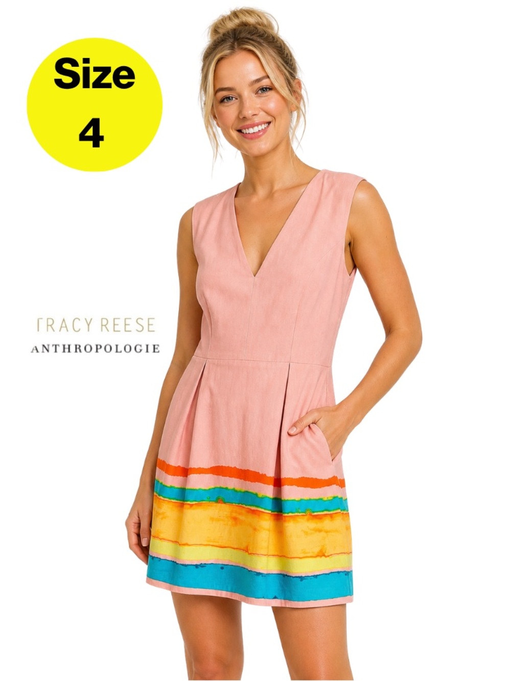 ANTHROPOLOGIE x Tracy Reese 🧡 Multicolor, Sleeveless Mini Dress, Stripes (4)